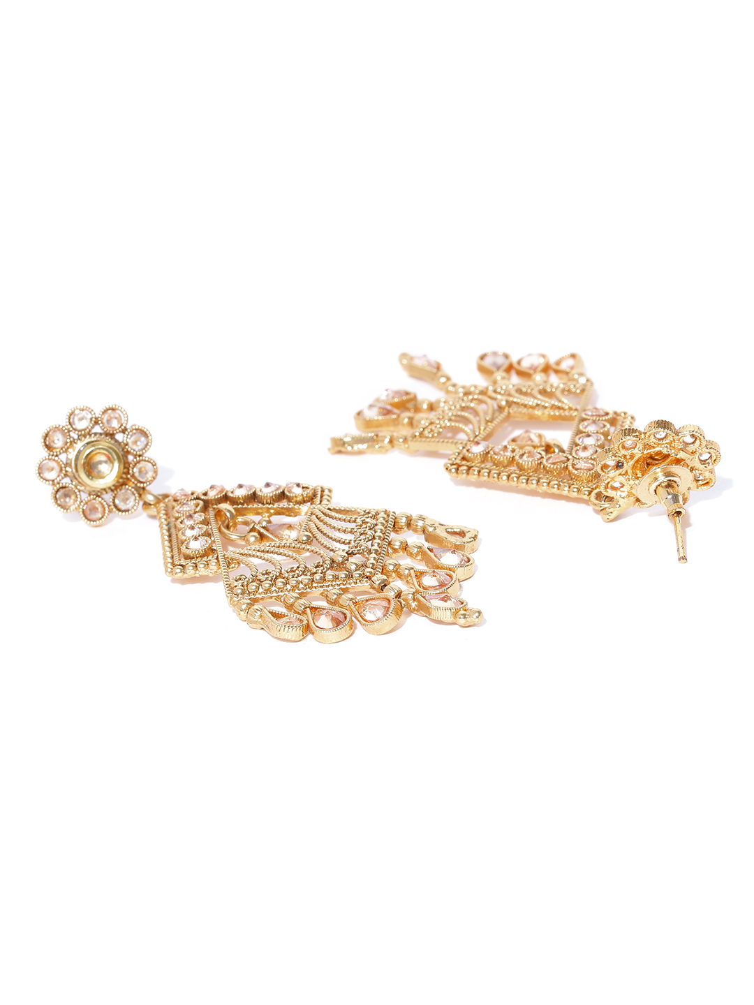 YouBella Gold-Toned Geometric Drop Earrings